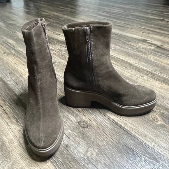 Matisse Jessie Brown Suede Leather Platform Heel Ankle Boots Women\'s 8.5M‎